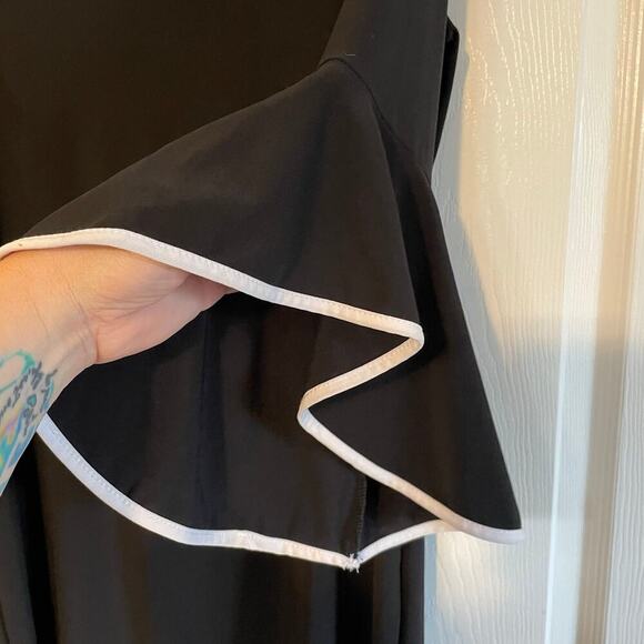 Nik And Nash Womens Dress Sz L Black Long Bell Sleeves Midi Boat Neck - Picture 11 of 11